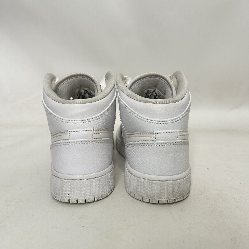 Nike Air Jordan 1 Mid GS “Triple White” 554725-126 5Y/Women’s 6.5 Worn