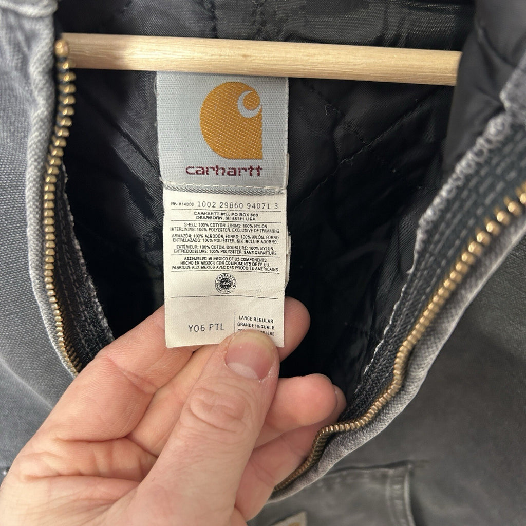 Vintage Carhartt Quilted Hooded Active Jacket “Petrol Gray” Y06 PTL Youth Large