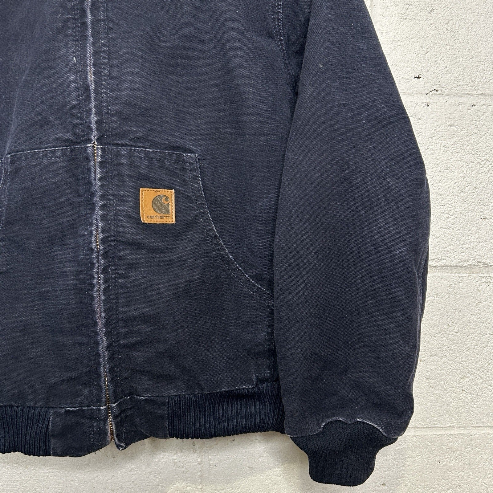 Y2K Carhartt Hooded Sandstone Active Jacket “Midnight Blue” YYJ130 MDT Youth L