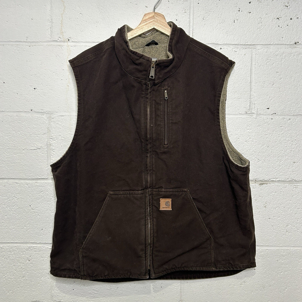 Vintage Carhartt Sherpa-Lined Mock-Neck Vest “Dark Brown” V33 DKB Men’s X-Large