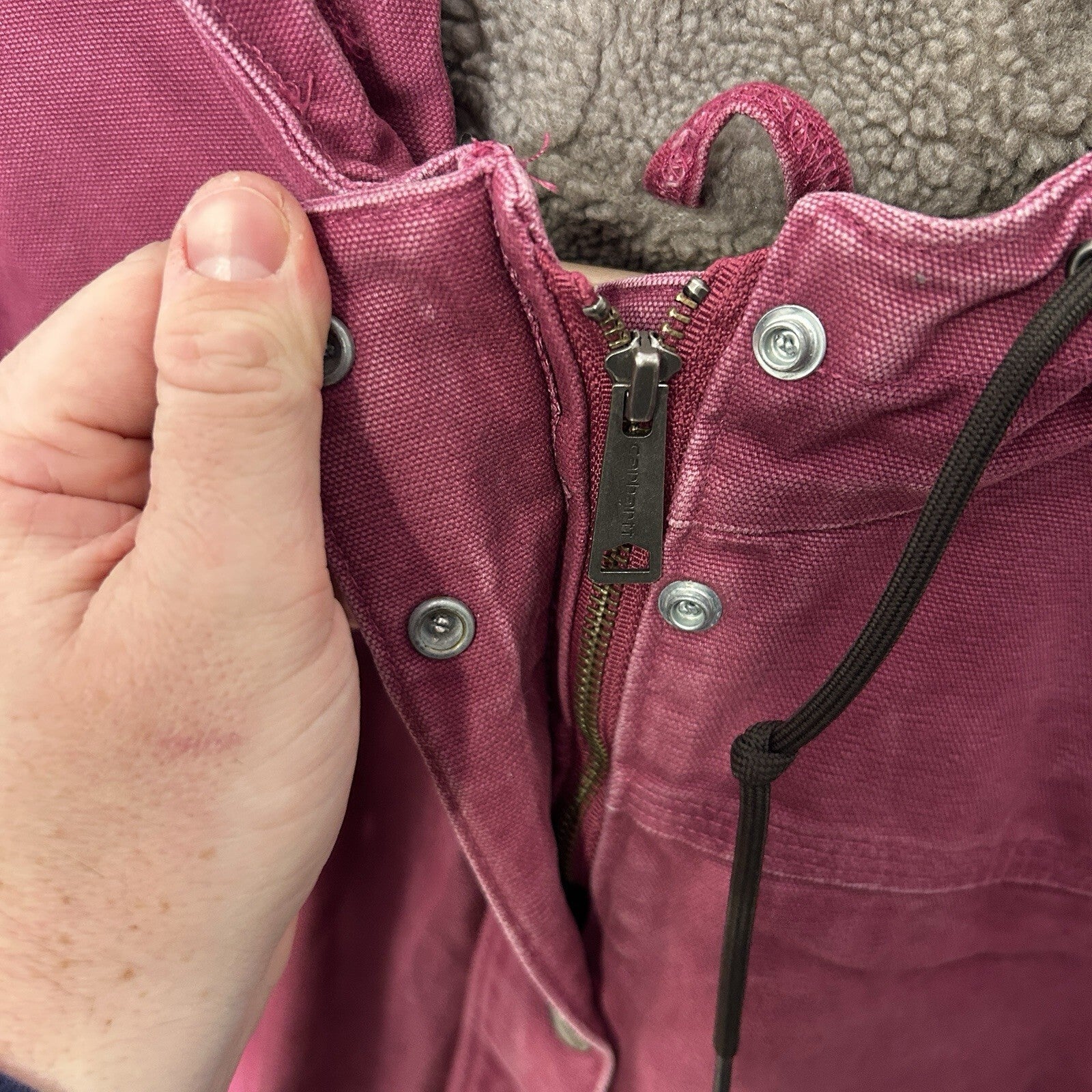 Y2K Carhartt Sherpa-Lined Sandstone Berkley Jacket “Merlot” 100657-648 Women’s M