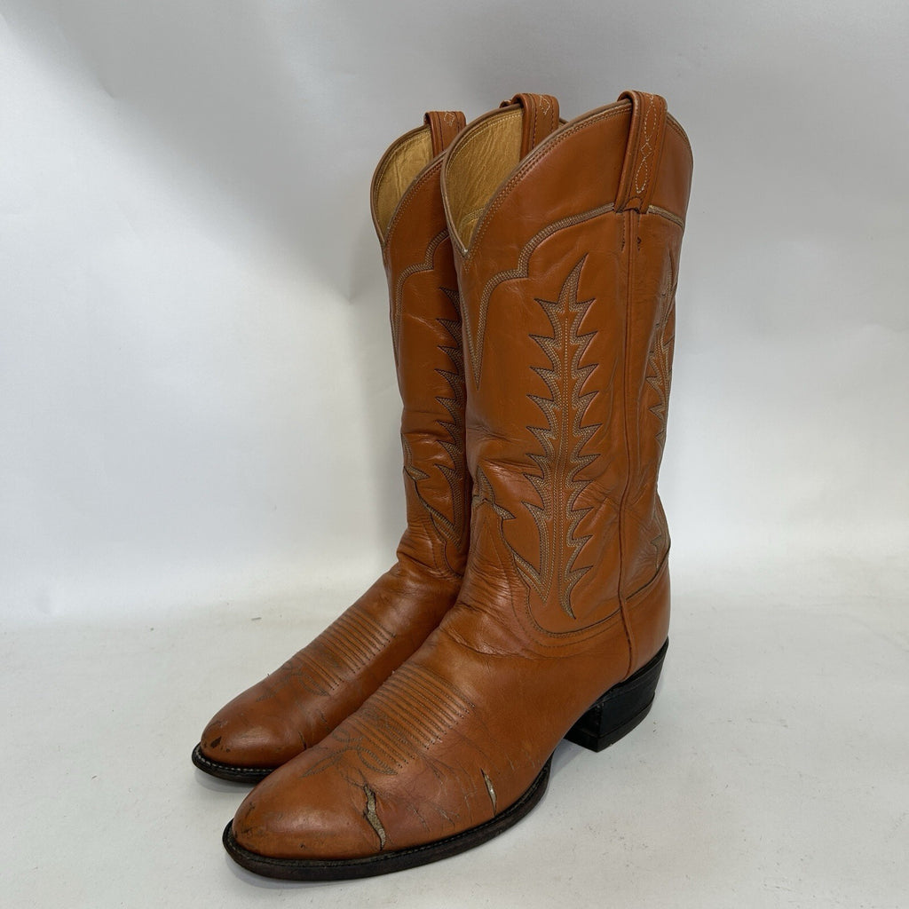Vintage Western Tony Lama Cowboy Boots “Tan Brown” Men’s 10.5D Black Label