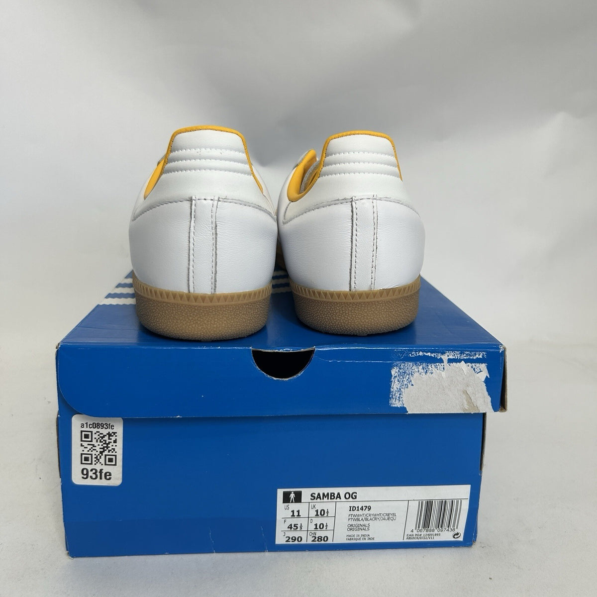 Adidas Originals Samba OG “White Crew Yellow” Sneakers ID1479 Men’s 11 New