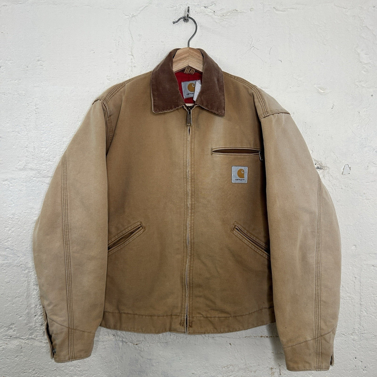 Vintage Faded Carhartt Quilted Detroit Jacket “Tan Red” 6QLJ