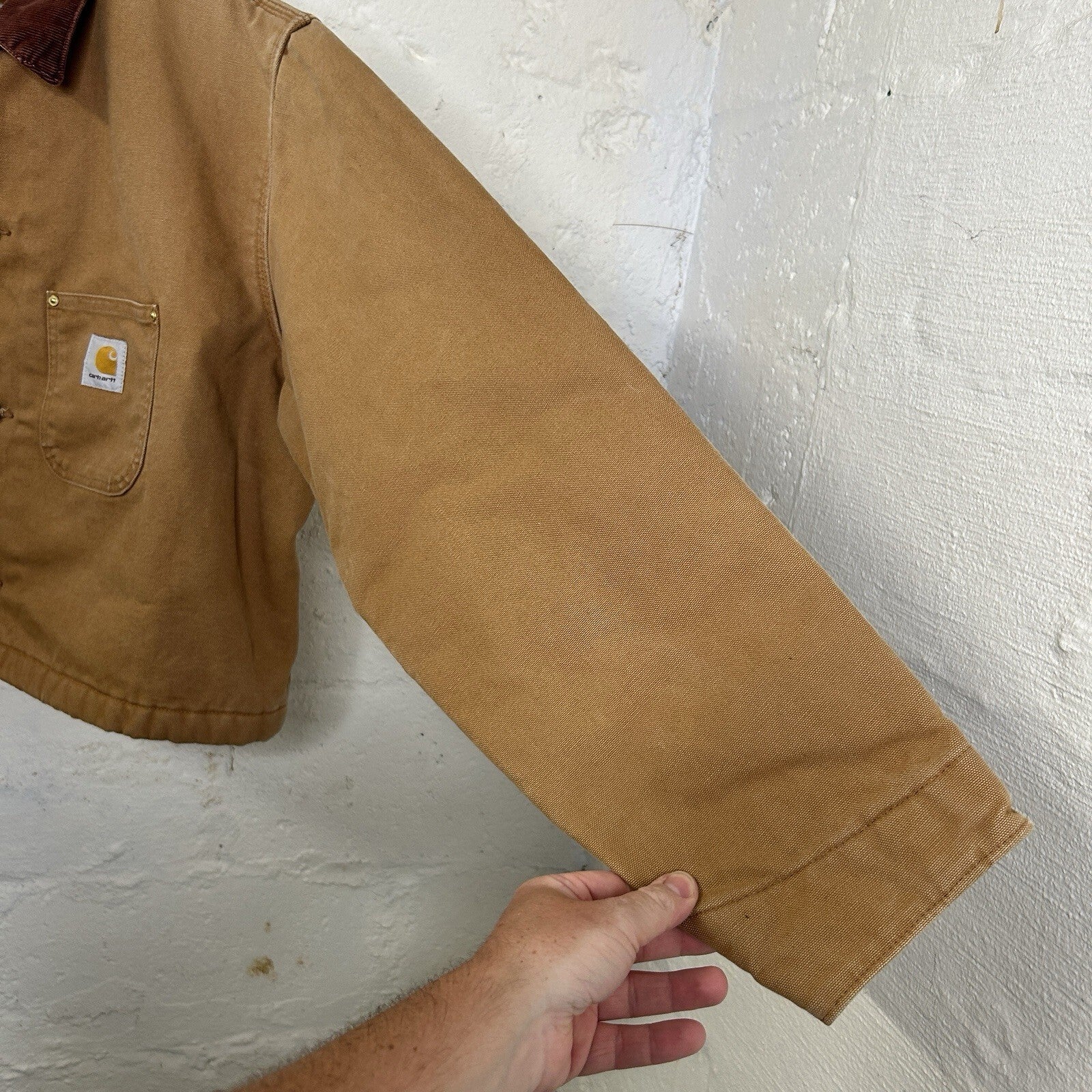 Y2K Cropped Carhartt Blanket-Lined Chore Coat “Brown” C001 BRN Men’s XL