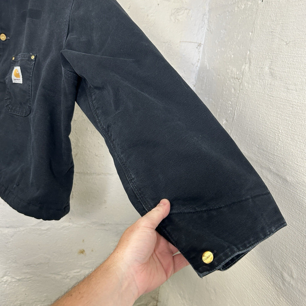 Vintage Cropped Carhartt Blanket-Lined Chore Coat “Black” C01 BLK Men’s 2XL