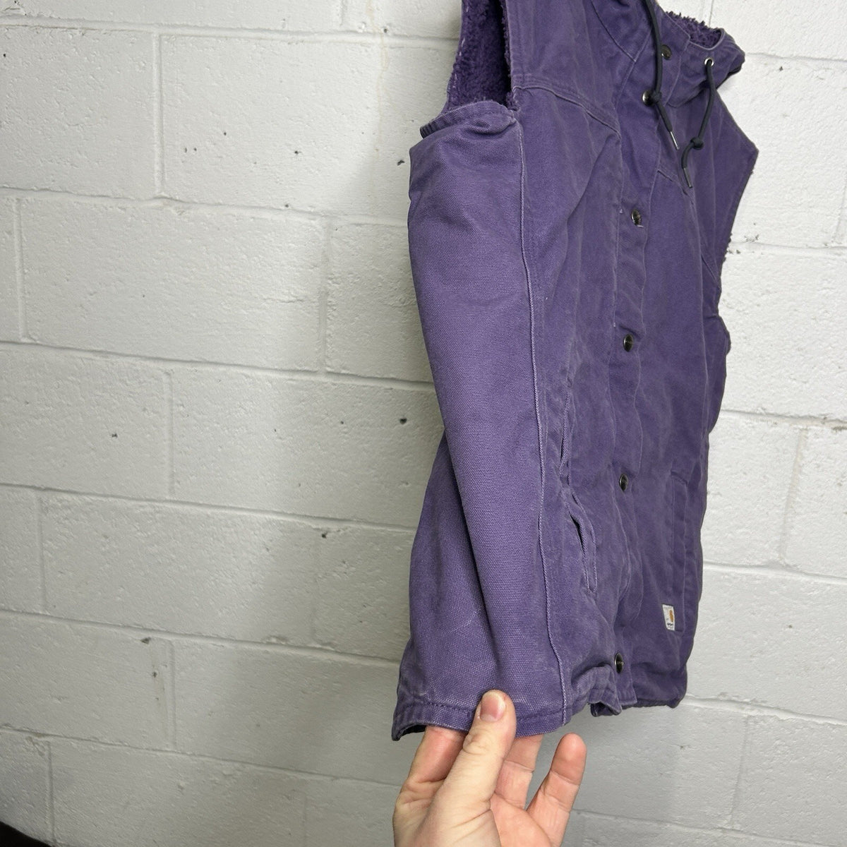 Carhartt Sandstone Sherpa-Lined Hooded Vest “Grape Purple”