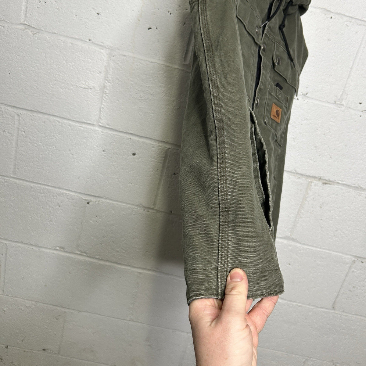 Carhartt Sherpa Lined Multi-Pocket Hooded Vest “Army Green”