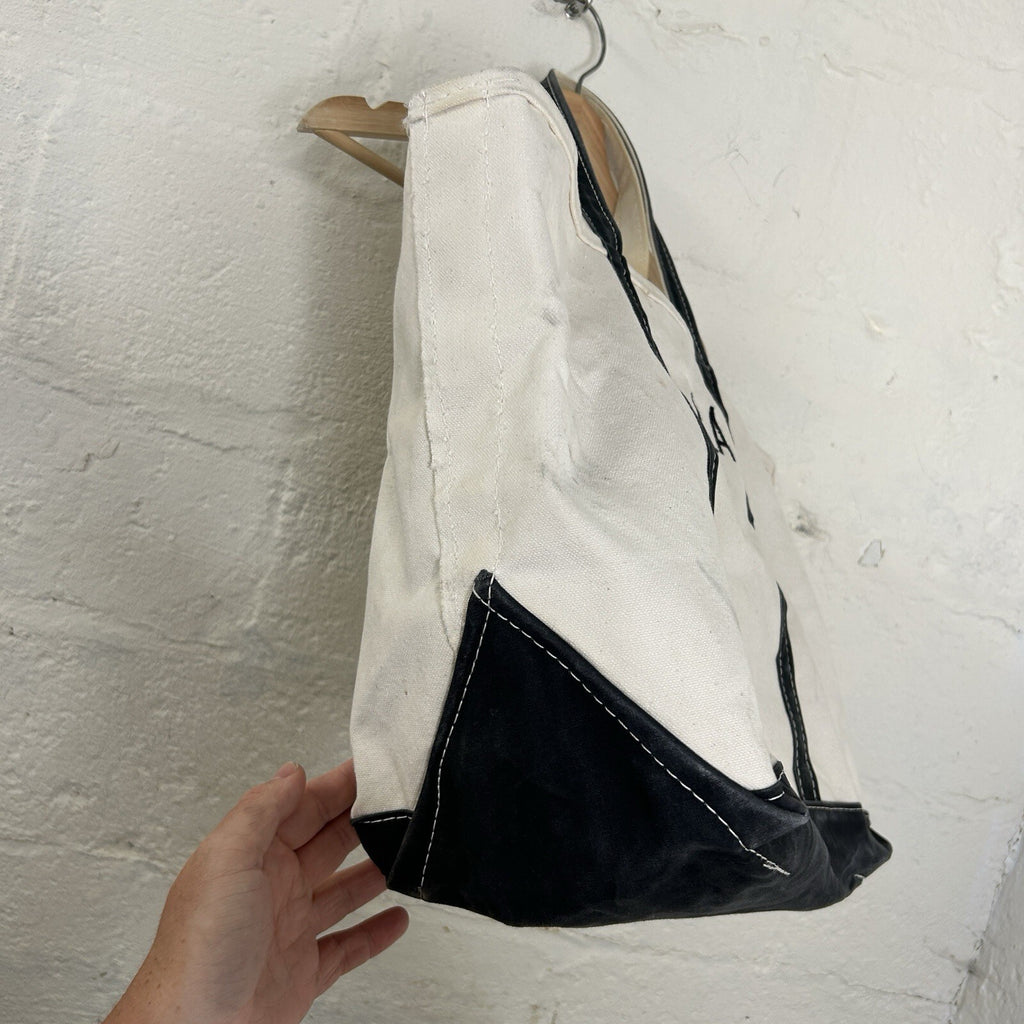 Vintage 90s LL Bean Boat and Tote Canvas Large Short Handle “Black White” CA, LA