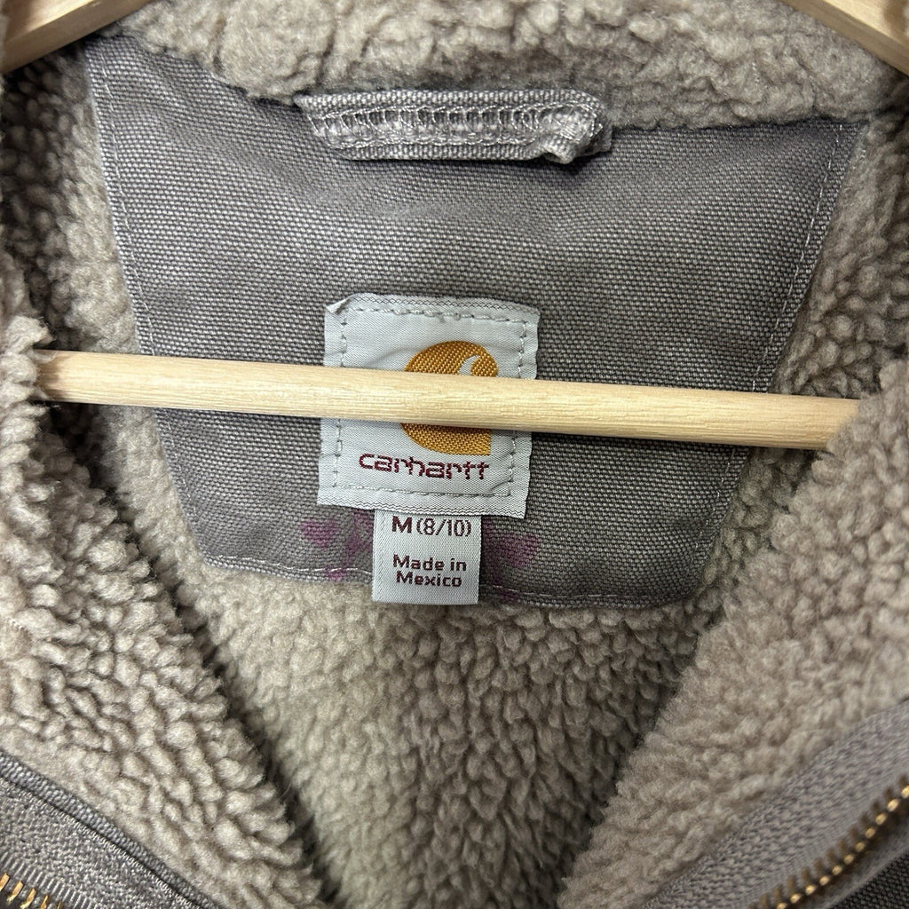 Y2K Carhartt Sherpa-Lined Hooded Detroit Jacket “Gray” WJ141-032 Women’s Medium