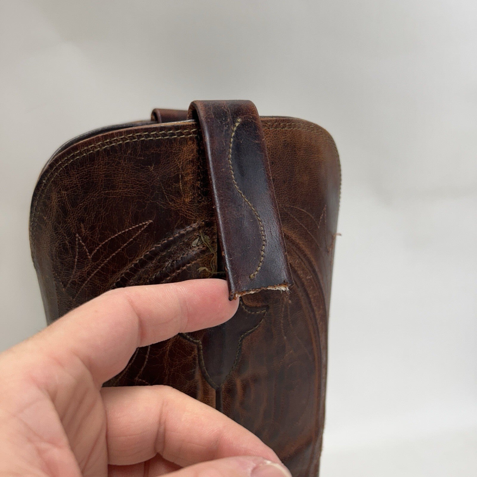 Vintage Lucchese Western Cowboy Boots Goat “Brown” Men’s 8.5EE Needs Repair