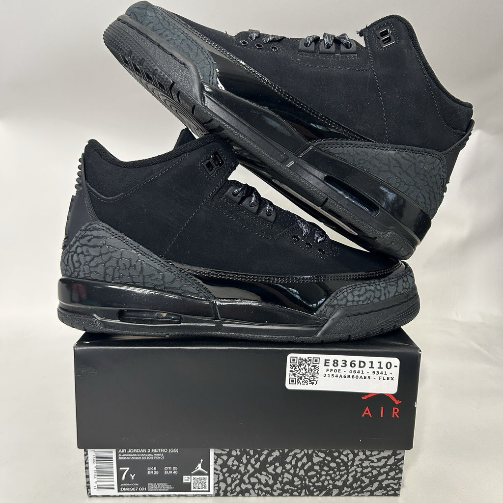 Nike Air Jordan 3 Retro (GS) Shoes "Black Cat" Black DM0967-001 7Y New