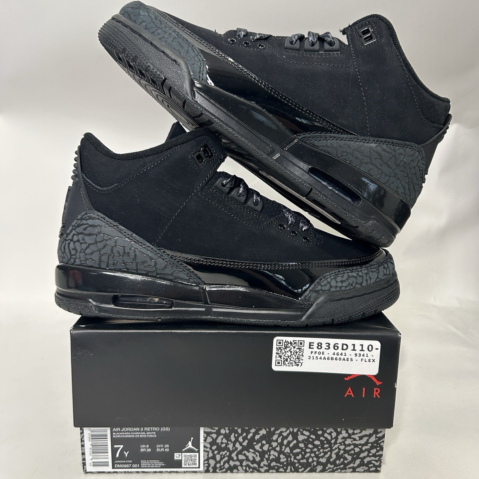 Nike Air Jordan 3 Retro (GS) Shoes "Black Cat" Black DM0967-001 7Y New