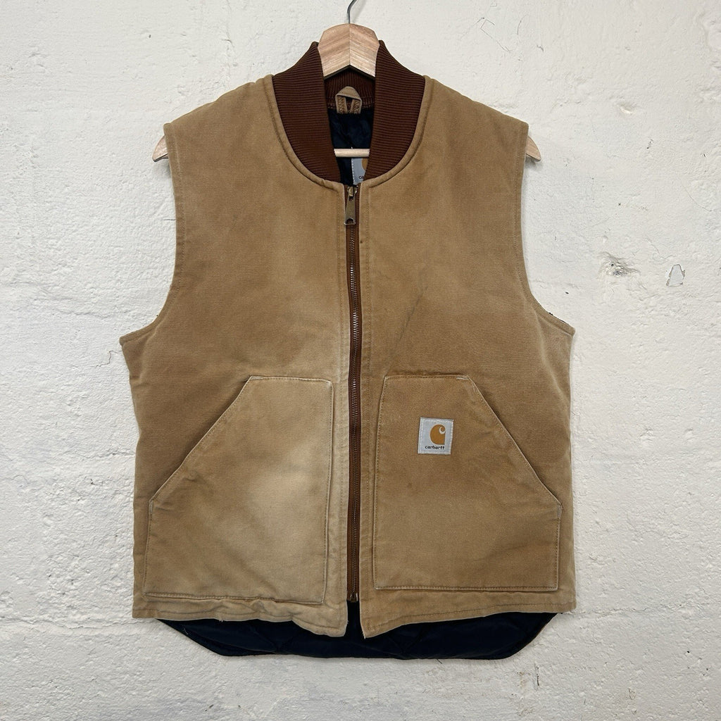 Vintage Faded Carhartt Quilted Canvas Artic Vest “Brown” V01 BRN Men’s Medium