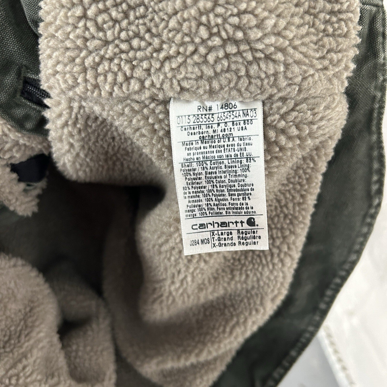 Y2K Carhartt Sandstone Hooded Multi-Pocket Jacket “Moss” J284 MOS Men’s X-Large