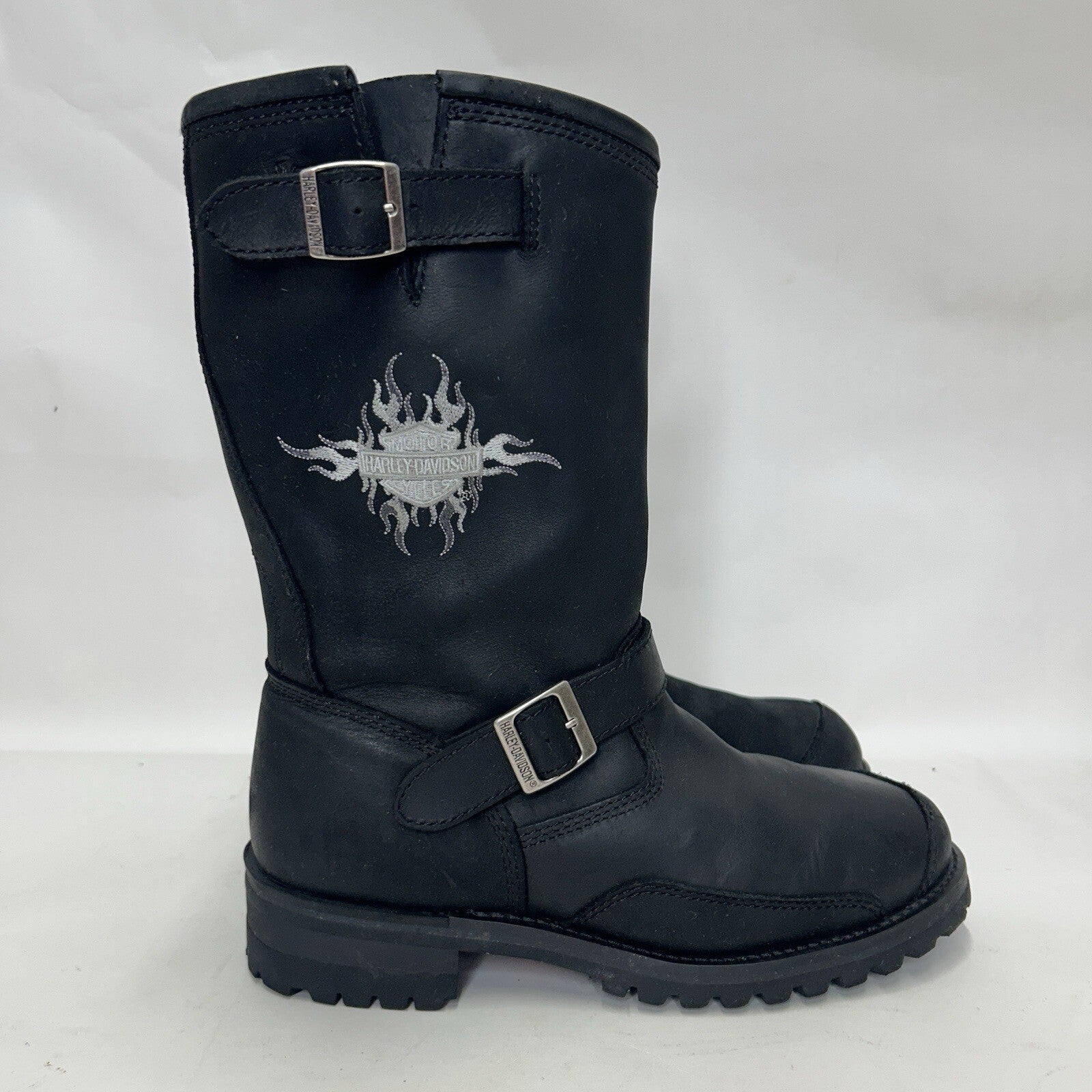 Harley Davidson Embroidered Flames Biker Engineer Boots “Black” Men’s 12
