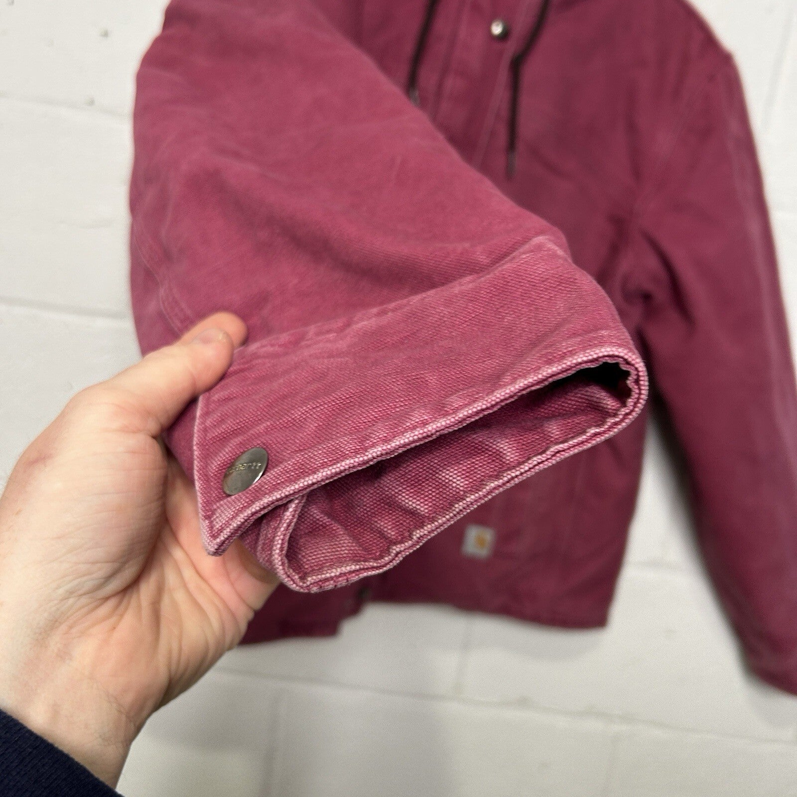 Y2K Carhartt Sherpa-Lined Sandstone Berkley Jacket “Merlot” 100657-648 Women’s M