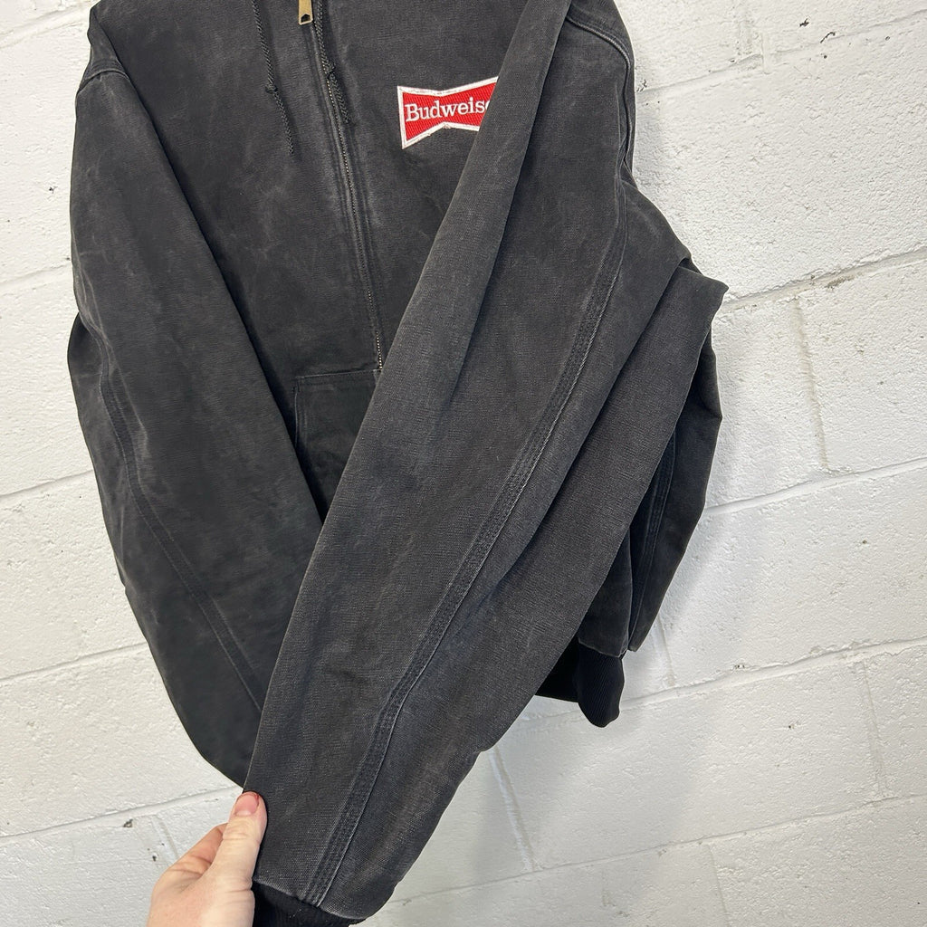 Vintage Carhartt Thermal Hooded Jacket “Black” Budweiser J03 BLK Men’s Large