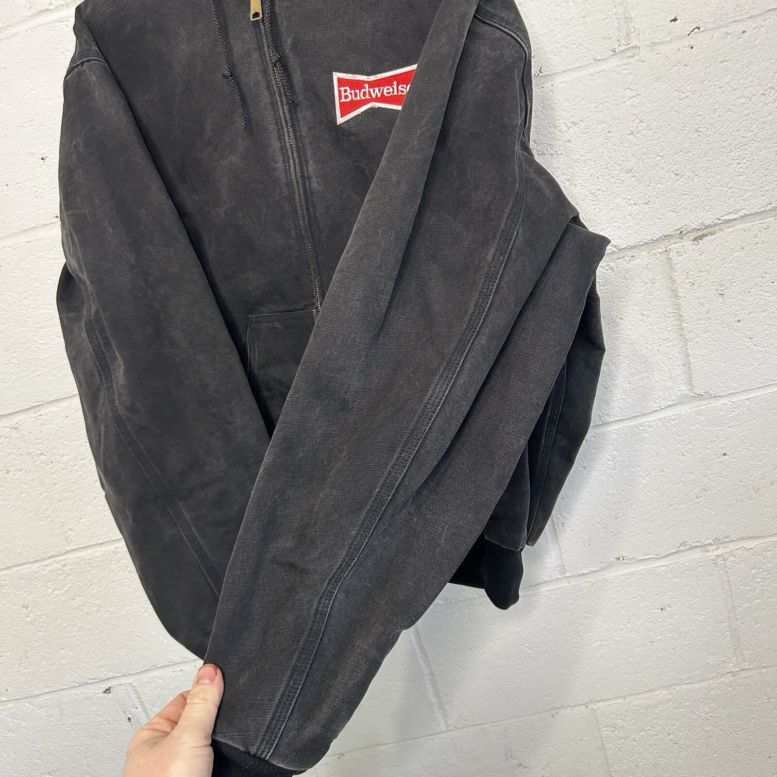 Vintage Carhartt Thermal Hooded Jacket “Black” Budweiser J03 BLK Men’s Large