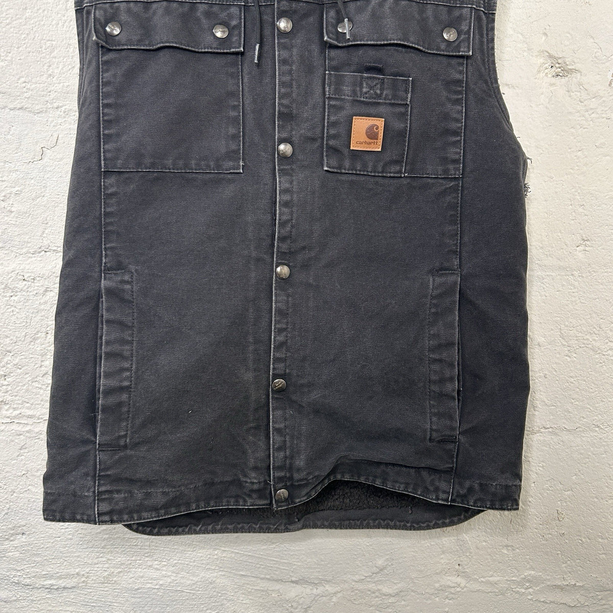 Carhartt Sherpa-Lined Multi-Pocket Hooded Vest “Black” 100114-001 Men’s Medium