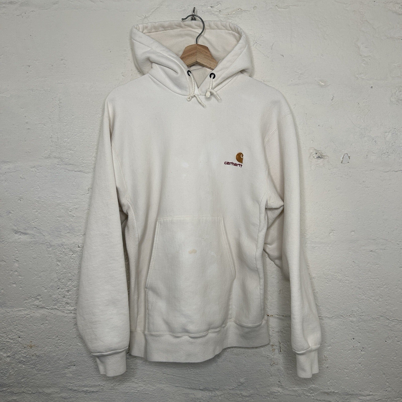 Vintage Carhartt Rugged Wear Pullover Hoodie “White/Cream” Men’s Medium