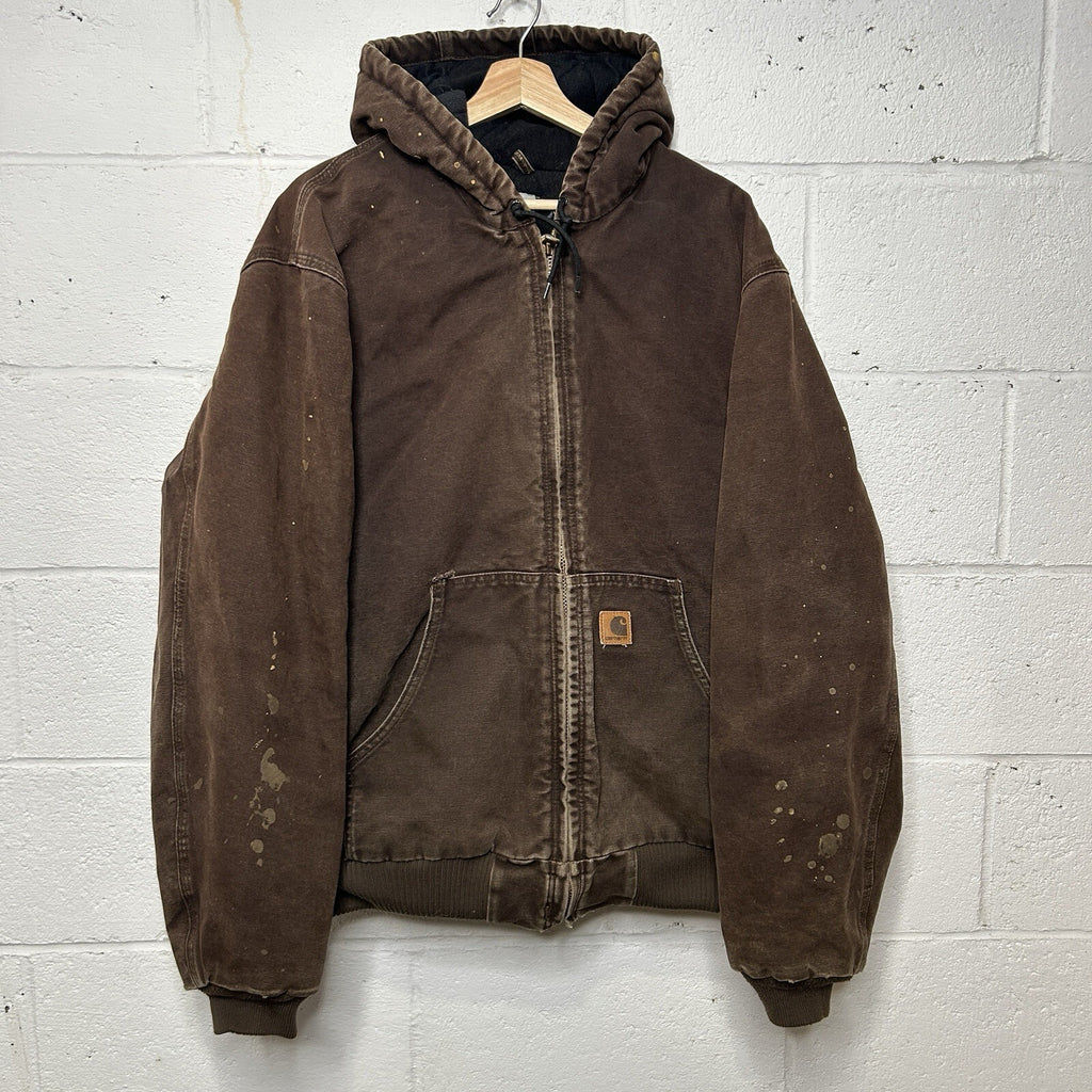 Vintage Carhartt Hooded Active Jacket “Dark Brown” J130 DKB Men’s Large Worn