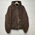 Vintage Carhartt Hooded Active Jacket “Dark Brown” J130 DKB Men’s Large Worn