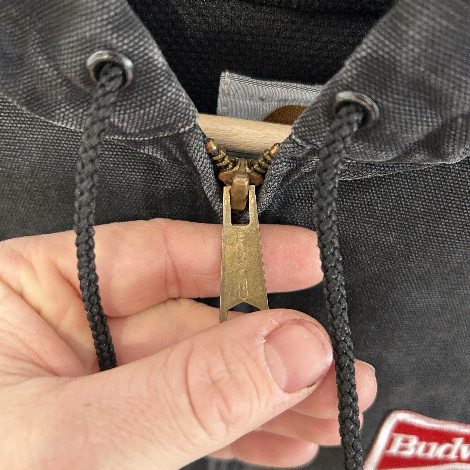 Vintage Carhartt Thermal Hooded Jacket “Black” Budweiser J03 BLK Men’s Large