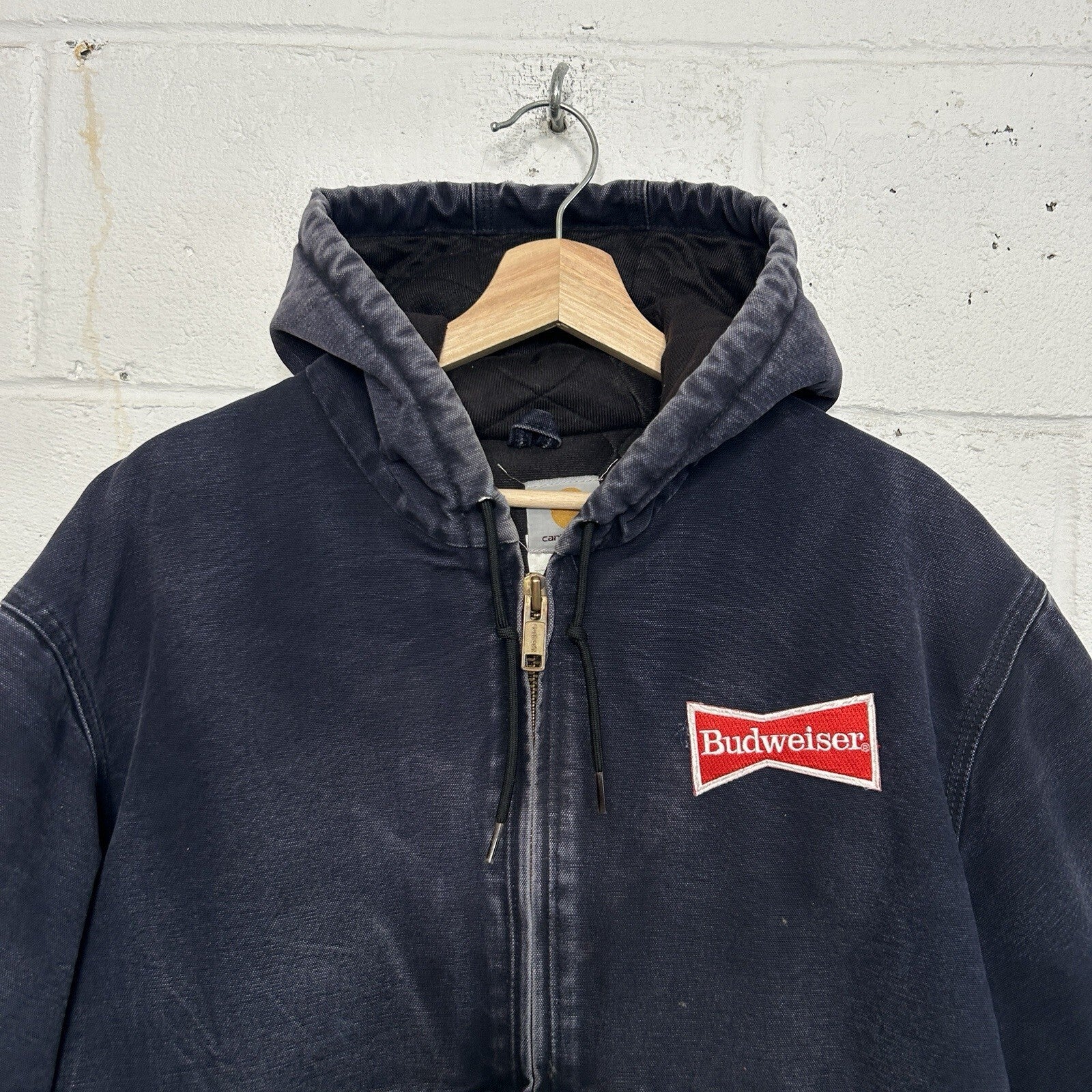 Vintage Carhartt Hooded Active Jacket “Midnight Blue” J130 MDT Men’s Large