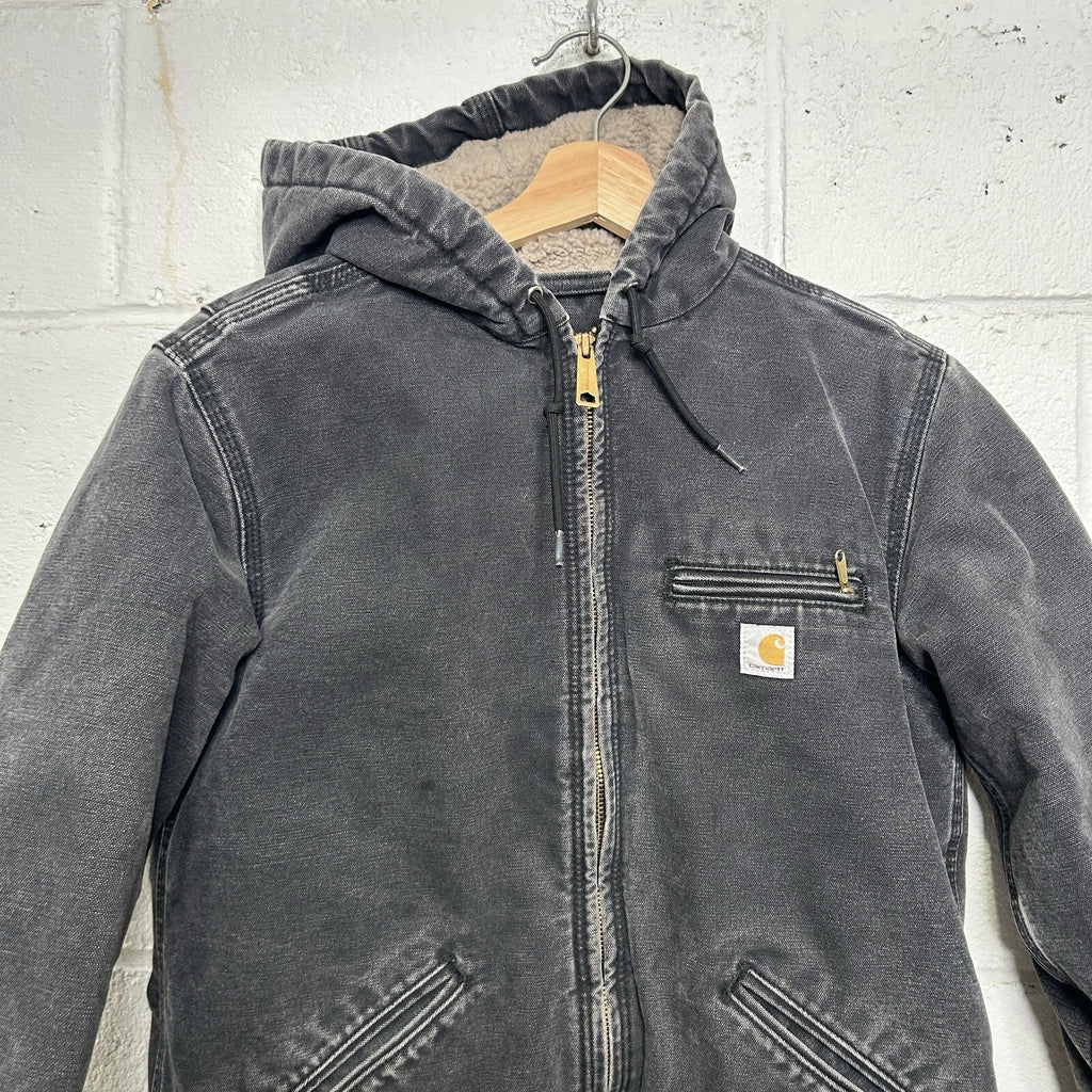 Y2K Carhartt Sherpa-Lined Hooded Detroit Jacket “Black” WJ141 BLK Women’s Small