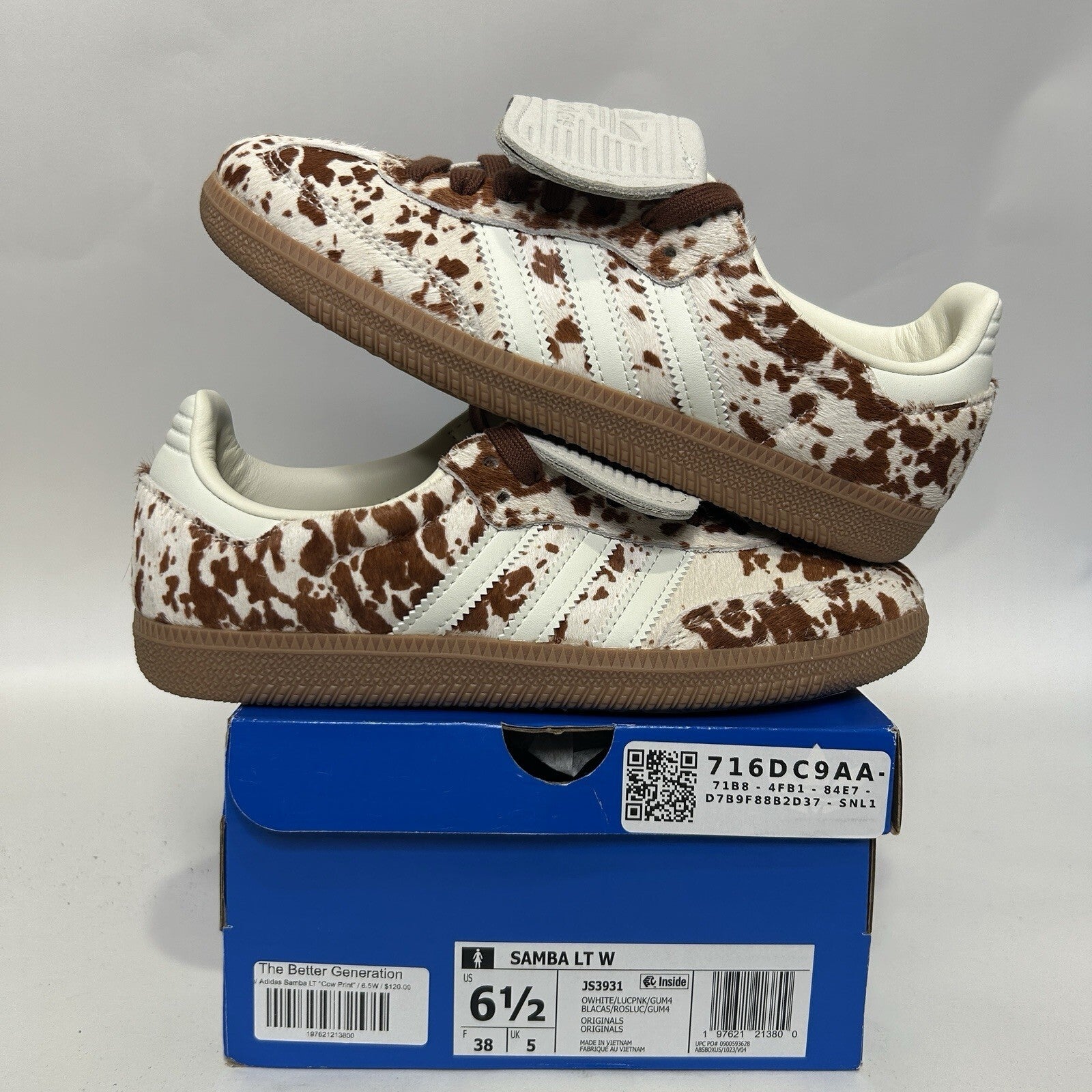 adidas Womens Samba LT Cow Print Pack “Brown” JS3931 Women’s 6.5 New