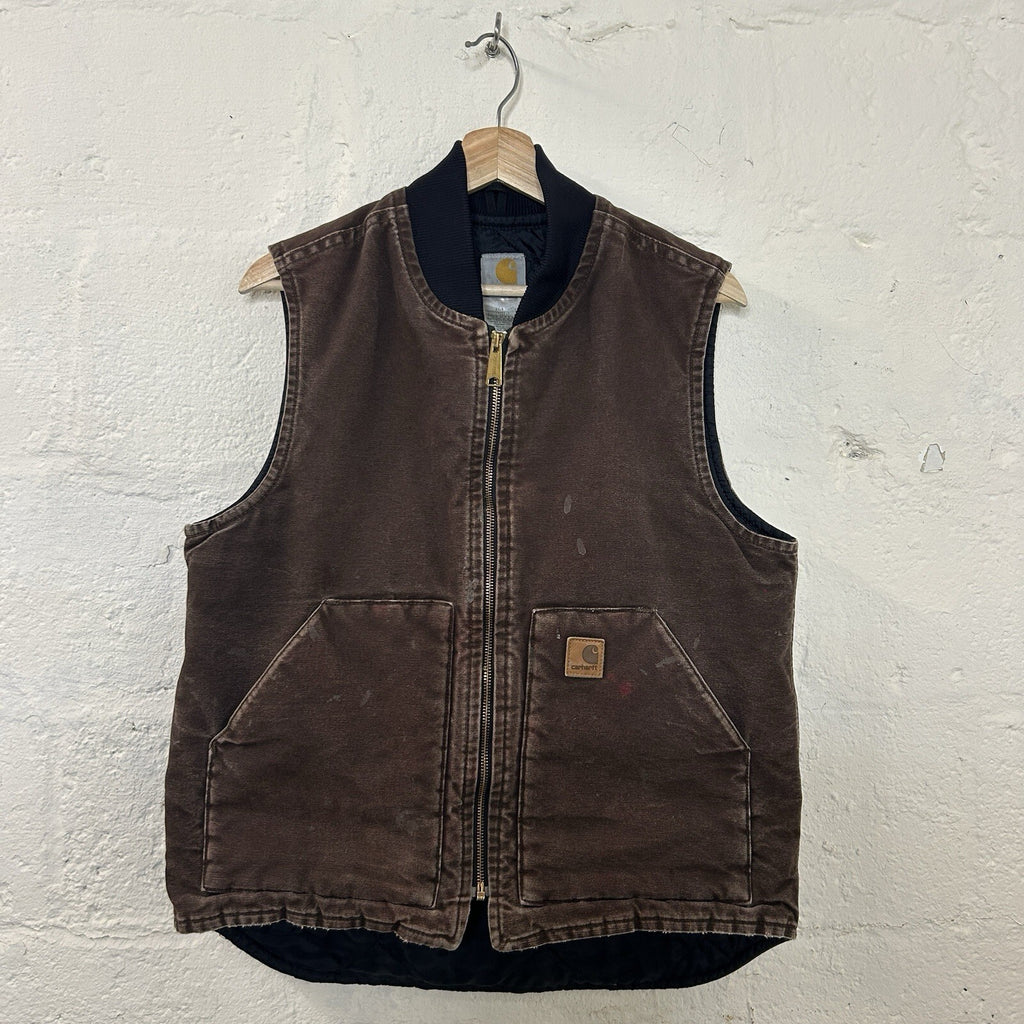 Vintage Faded Carhartt Quilted Artic Vest “Dark Brown” V02 DKB Men’s Medium