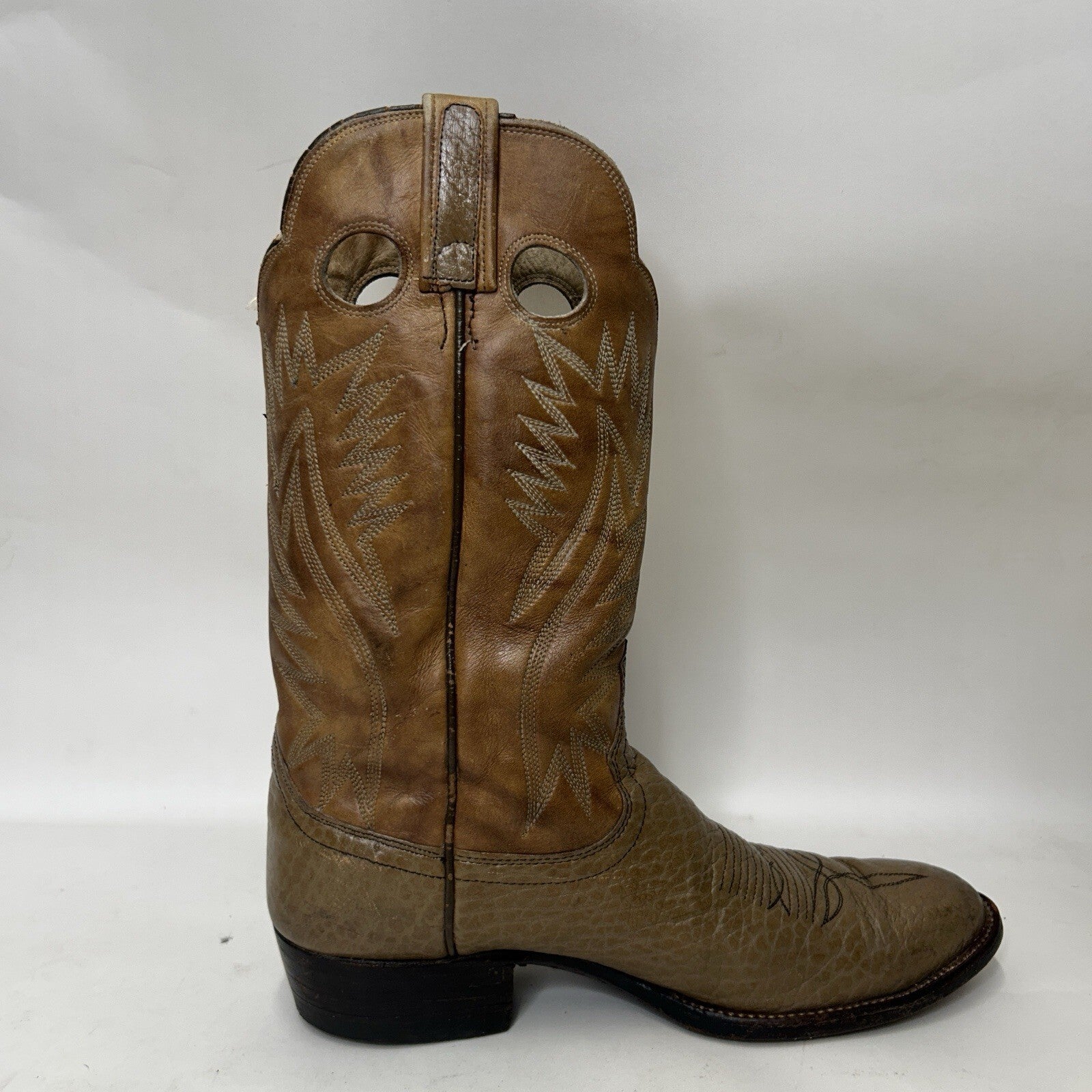 Vintage Dan Post Bullhide Western Cowboy Boots Two-Tone “Tan” Men’s 11D