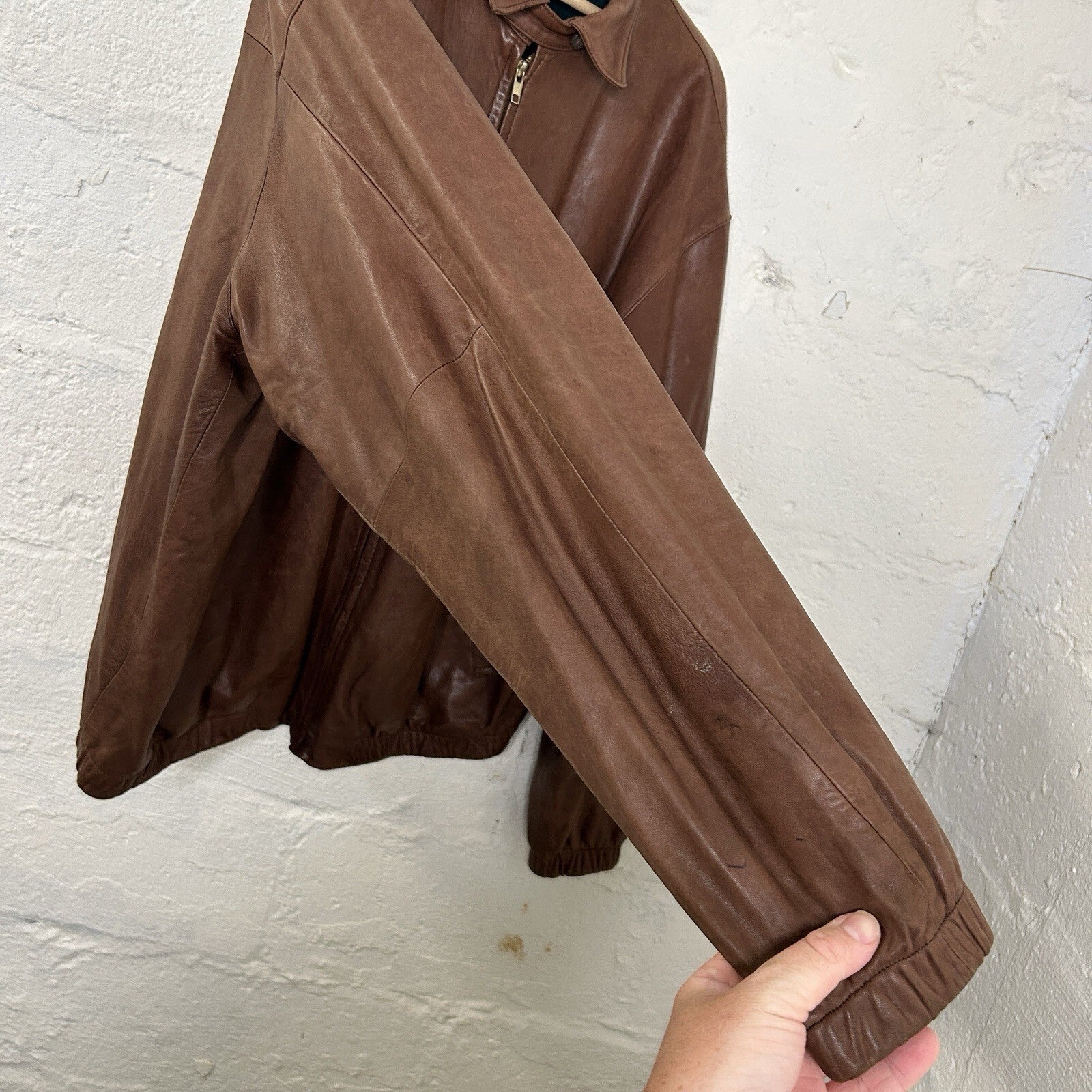 Vintage Polo Ralph Lauren Fleece Leather Harrington Jacket “Brown” Men’s X-Large