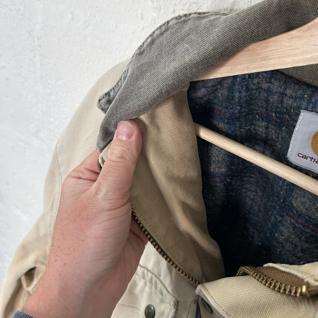 Vintage Carhartt Wool-Lined Cropped Duster Coat “Sand” Men’s Small