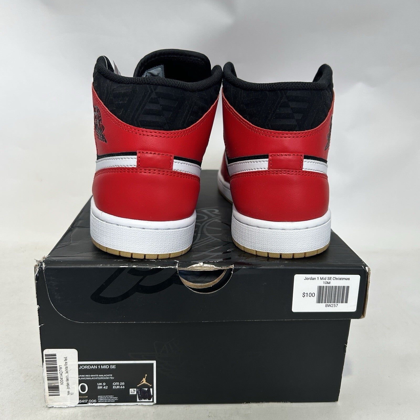 Nike Air Jordan 1 Mid SE “Christmas/Black Fire Red White” DQ8417-006 Men’s 10.5