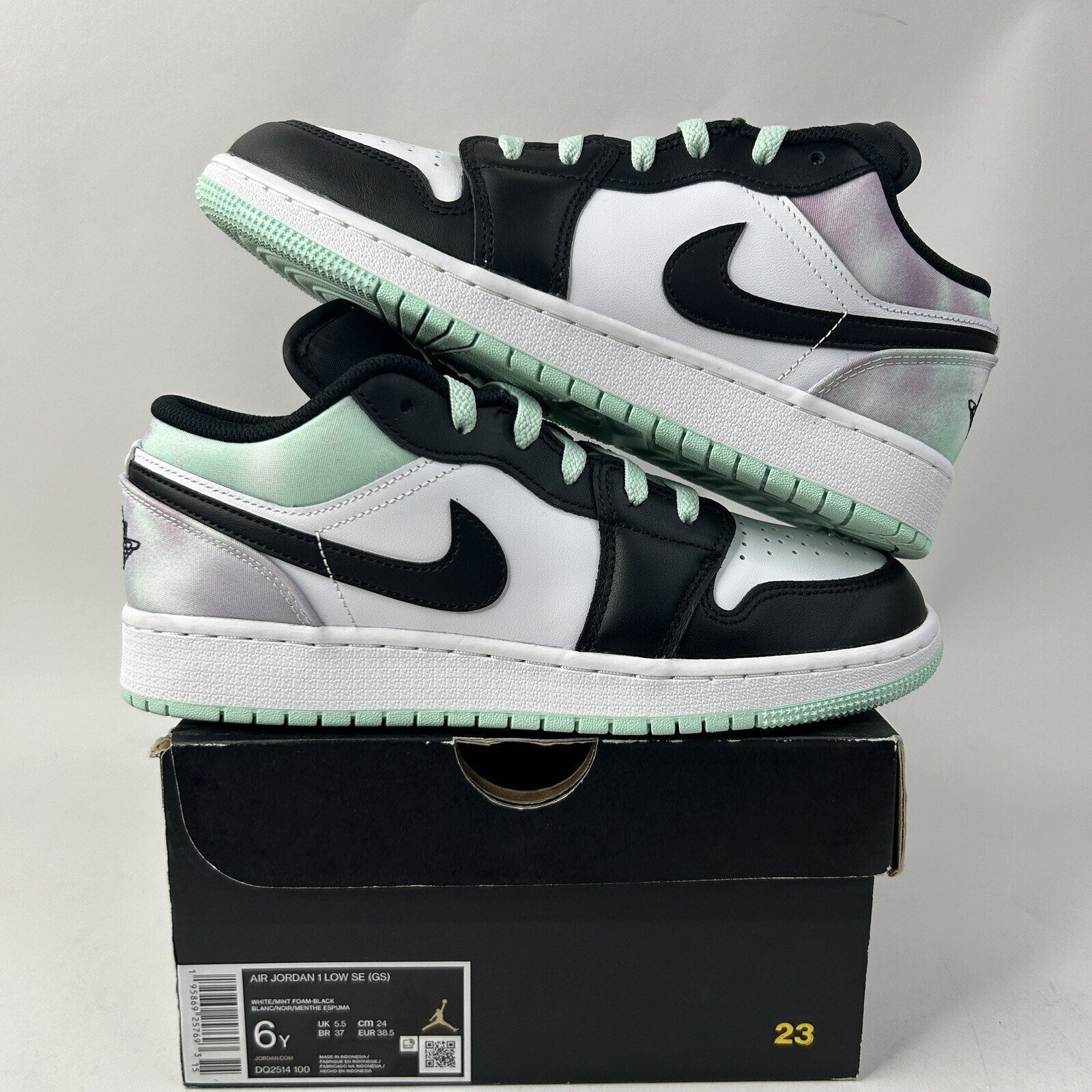 Nike Air Jordan Retro 1 Low GS SE “Easter Pastel/Tie-Dye' DQ2514-100 6Y Worn