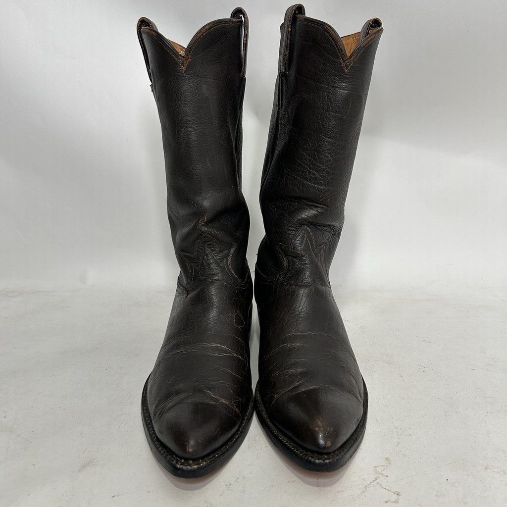 1960s Tony Lama Gold Label Exotic Water Buffalo Cowboy Boots “Espresso”