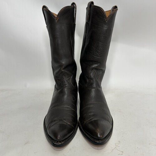 1960s Tony Lama Gold Label Exotic Water Buffalo Cowboy Boots “Espresso”