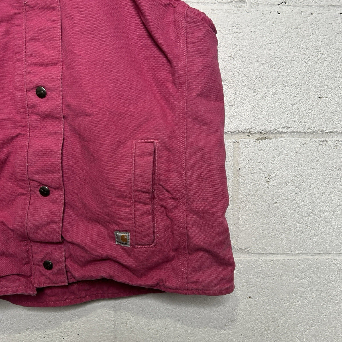 Carhartt Sandstone Sherpa-Lined Hooded Vest “Tulip Pink”