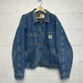 Vintage Carhartt Aztec Pile-Lined Denim Chore Jacket “Darkstone” JP1088 Men’s XL