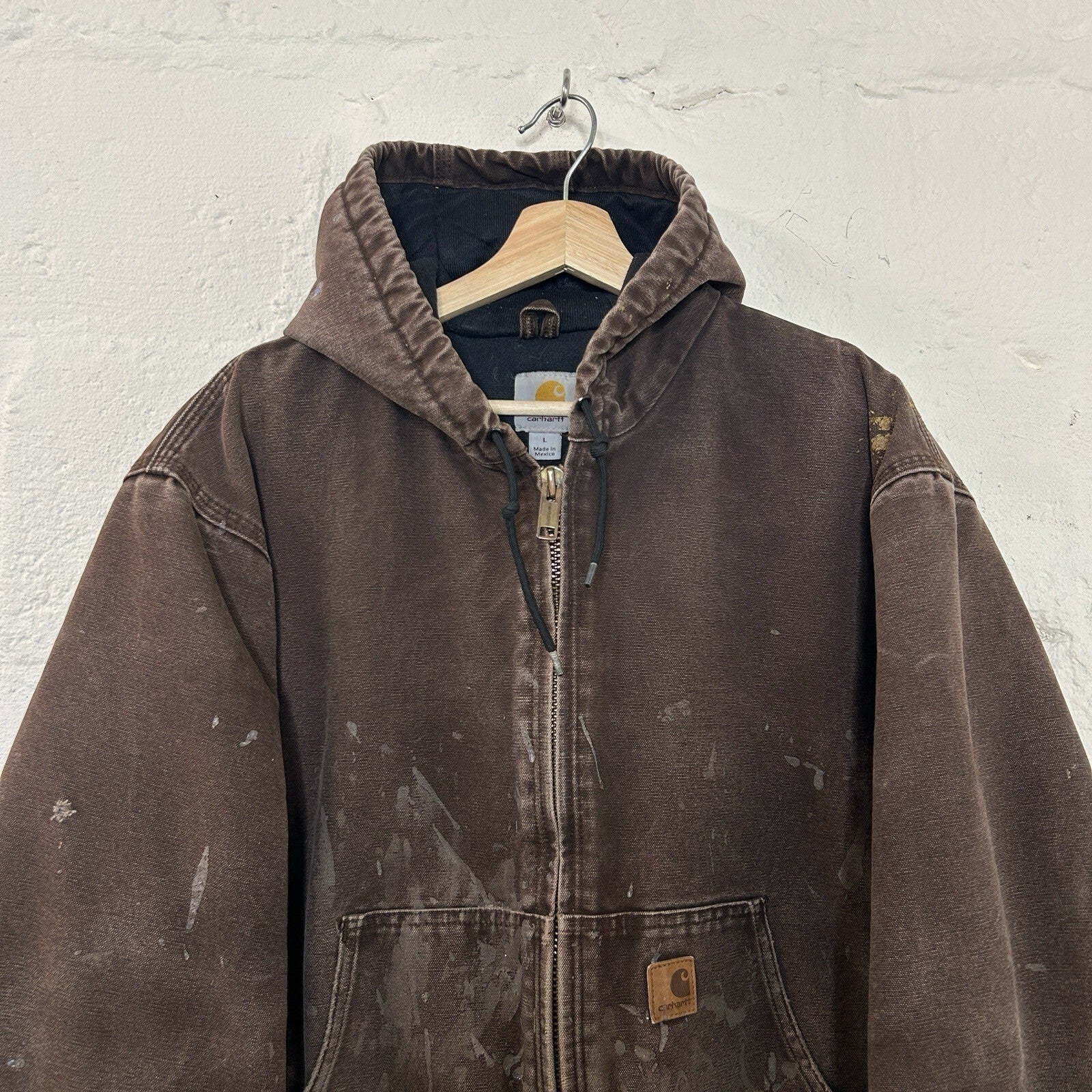 Vintage Faded Carhartt Hooded Active Jacket “Dark Brown” J130 DKB Men’s Large