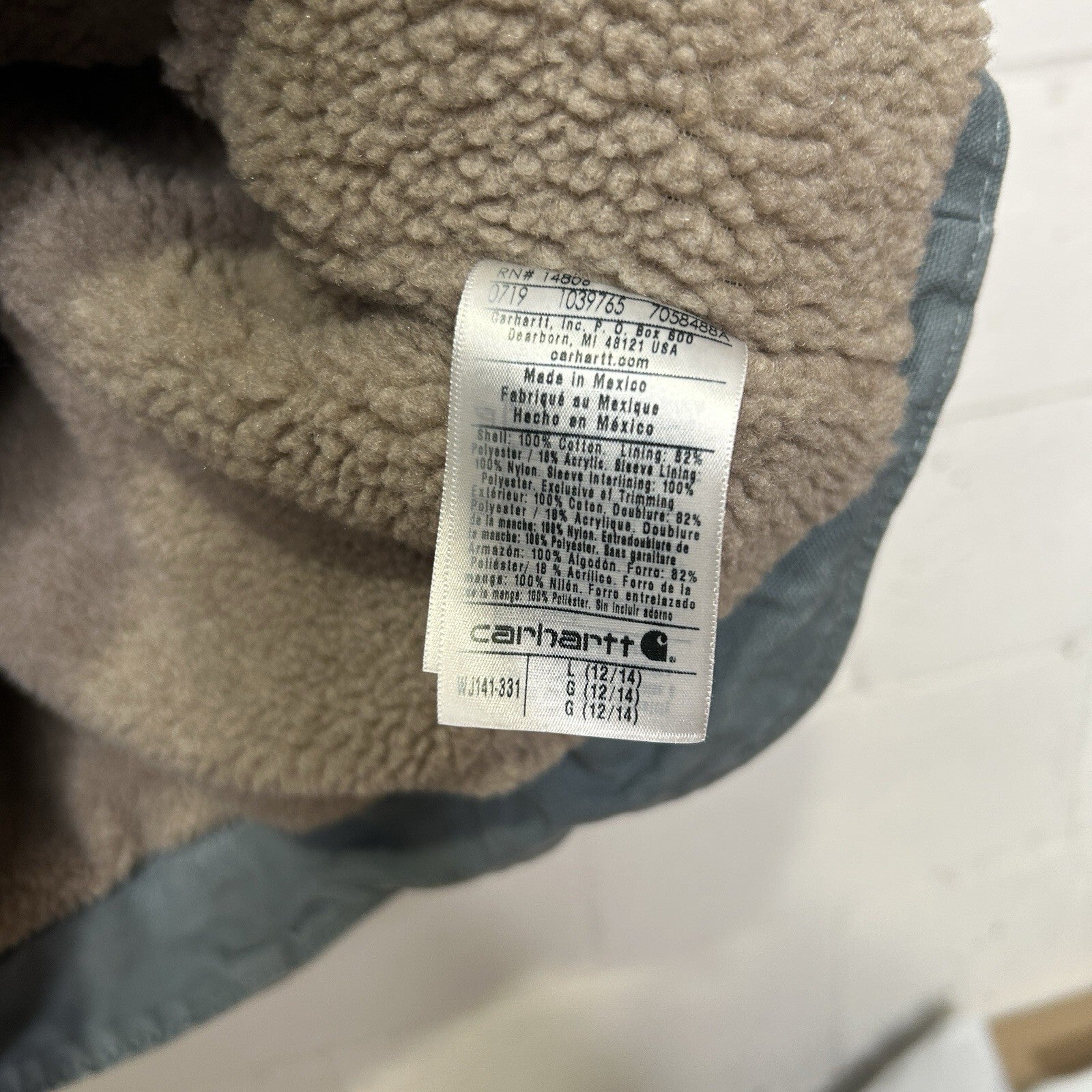 Carhartt Sherpa-Lined Hooded Detroit Jacket “Sea Glass” WJ141-331 Women’s Large
