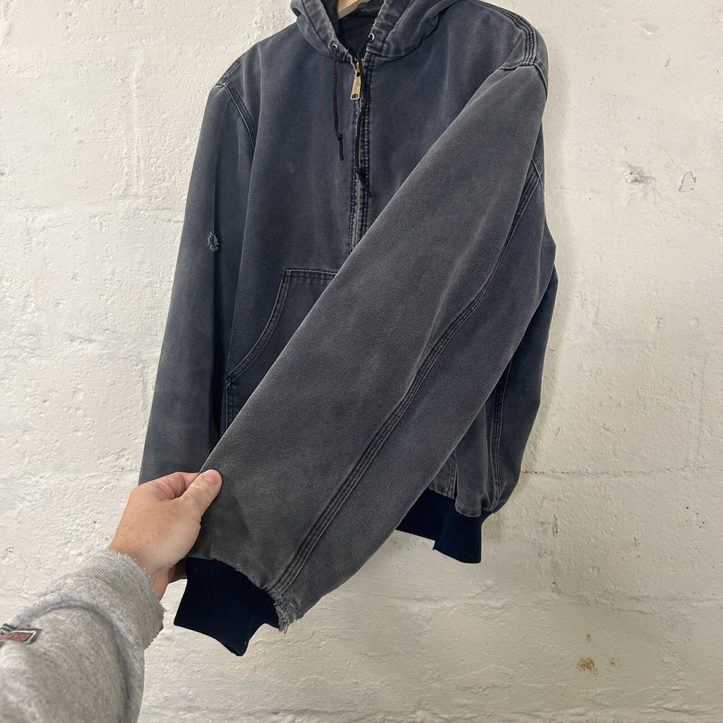 Vintage Faded Carhartt Hooded Active Jacket “Navy Blue” JQ283 Men’s Small