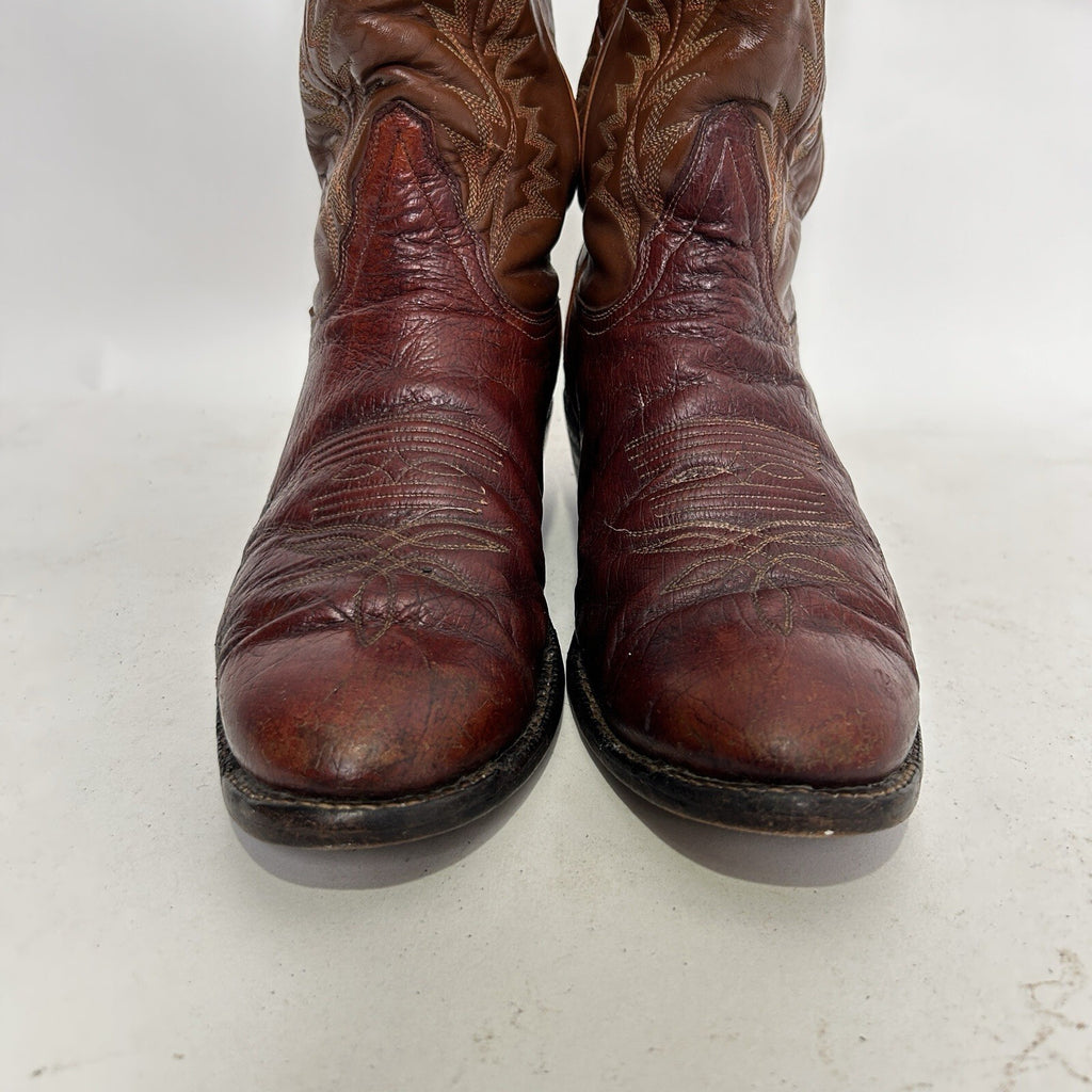 Vintage Tony Lama Leather Western Cowboy Boots Gold Label “Brown” Men’s 8.5D