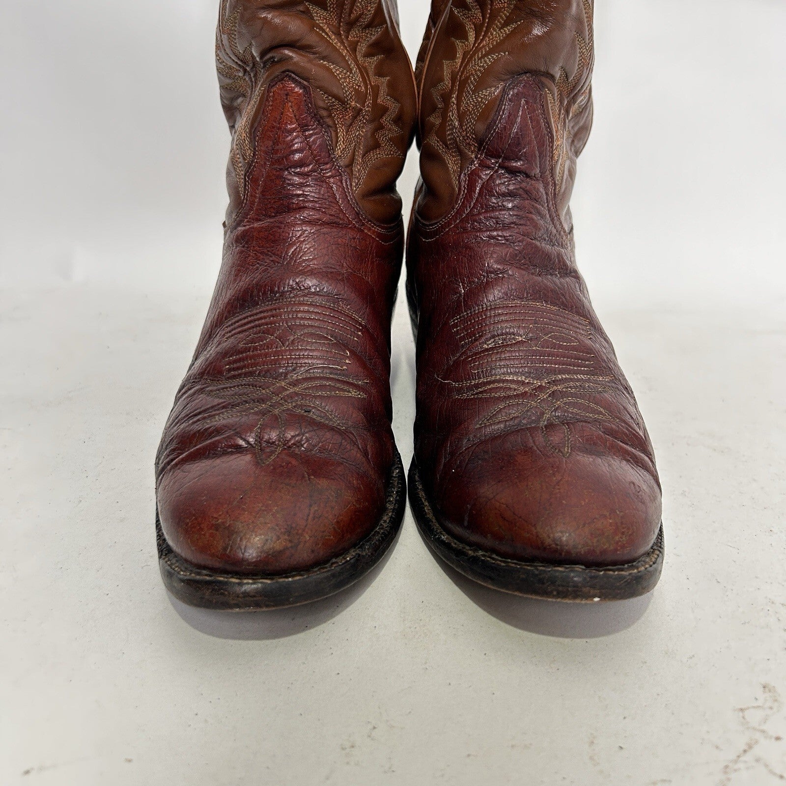 Vintage Tony Lama Leather Western Cowboy Boots Gold Label “Brown” Men’s 8.5D