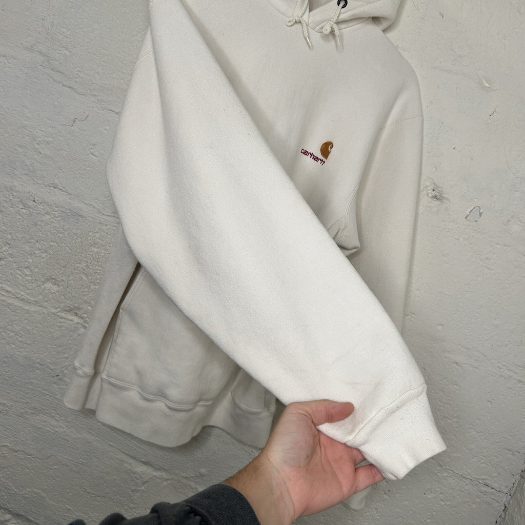 Vintage Carhartt Rugged Wear Pullover Hoodie “White/Cream” Men’s Medium