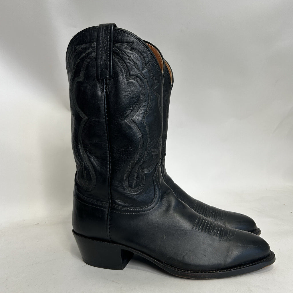 Vintage Lucchese 2000 Genuine Elk Western Cowboy Boots “Black” Men’s 8.5D