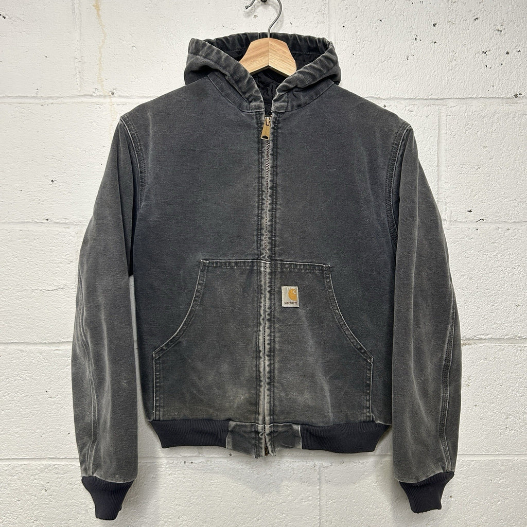 Vintage Carhartt Quilted Hooded Active Jacket “Petrol Gray” Y06 PTL Youth Large