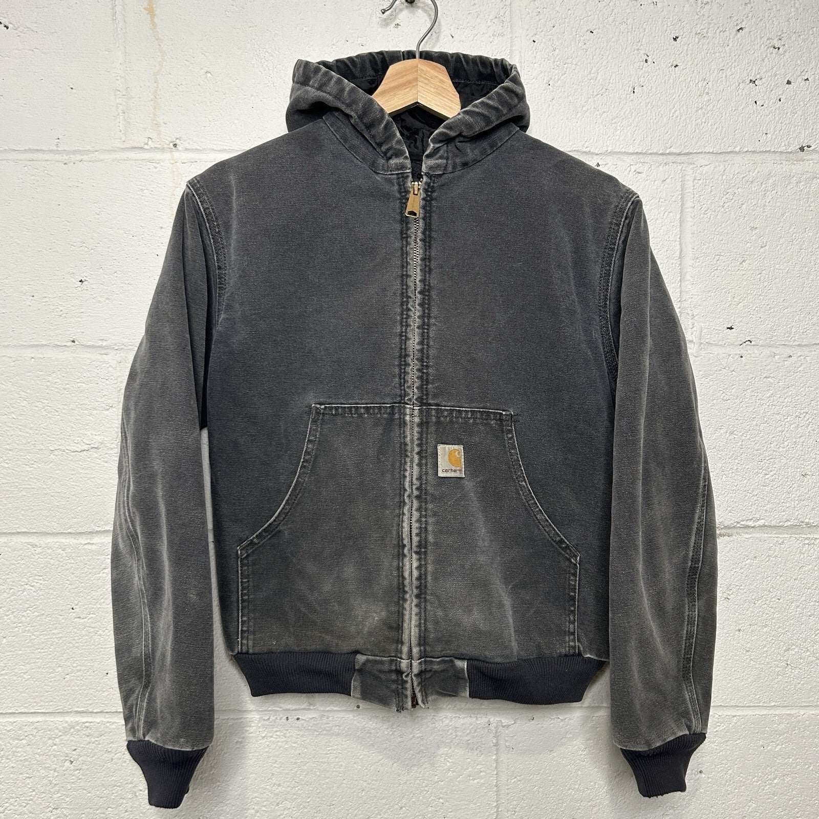 Vintage Carhartt Quilted Hooded Active Jacket “Petrol Gray” Y06 PTL Youth Large